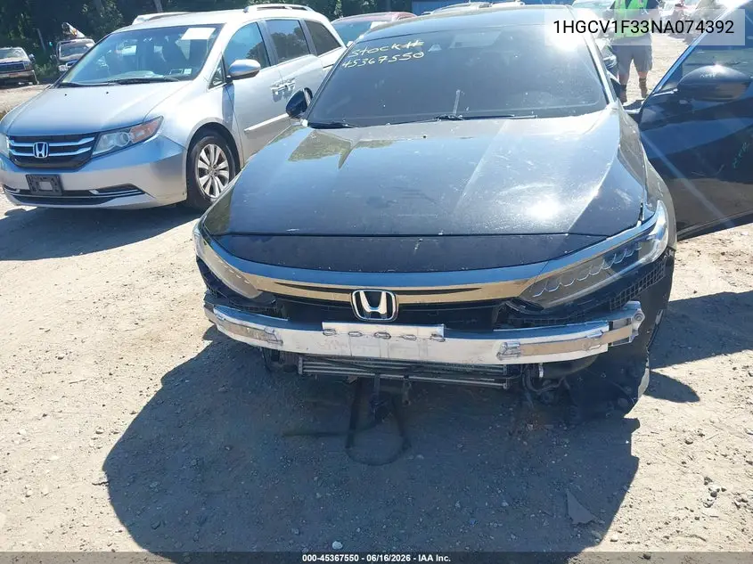 Auction sale of the 2022 Honda Accord , vin: 1HGCV1F33NA074392, lot number: 45367550