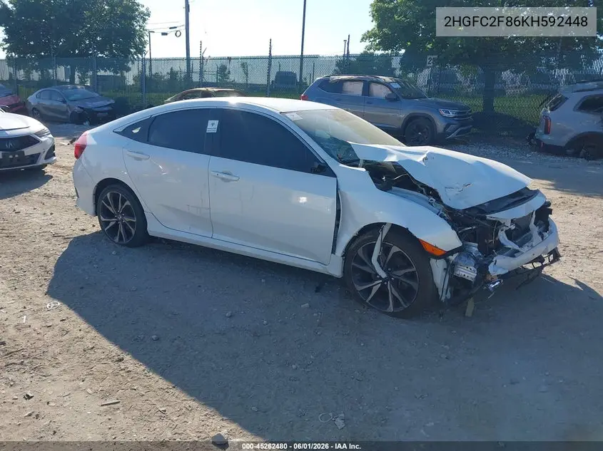 Auction sale of the 2019 Honda Civic , vin: 2HGFC2F86KH592448, lot number: 45262480