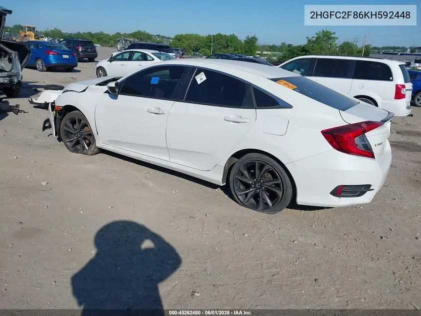 Auction sale of the 2019 Honda Civic , vin: 2HGFC2F86KH592448, lot number: 45262480