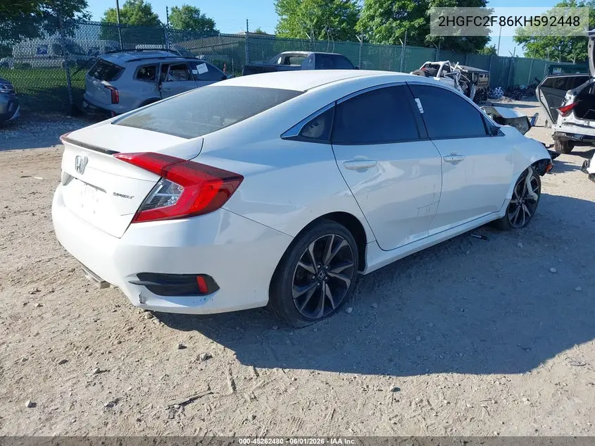 Auction sale of the 2019 Honda Civic , vin: 2HGFC2F86KH592448, lot number: 45262480