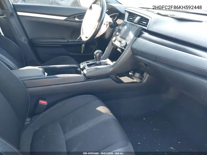 Auction sale of the 2019 Honda Civic , vin: 2HGFC2F86KH592448, lot number: 45262480