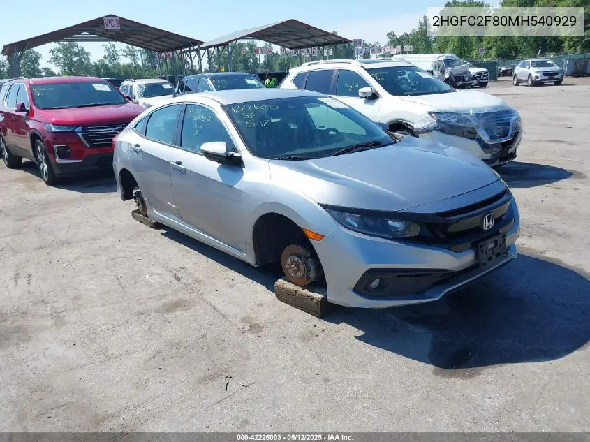 Auction sale of the 2021 Honda Civic , vin: 2HGFC2F80MH540929, lot number: 42226003