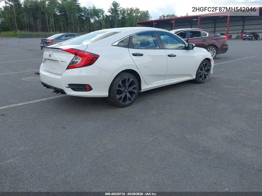 Auction sale of the 2021 Honda Civic , vin: 2HGFC2F87MH542046, lot number: 45225718