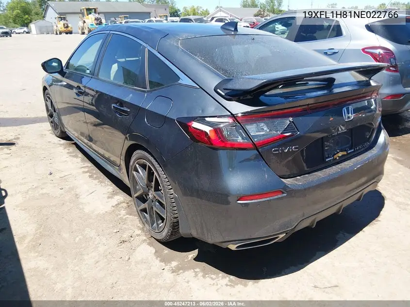 Auction sale of the 2022 Honda Civic , vin: 19XFL1H81NE022766, lot number: 45247213