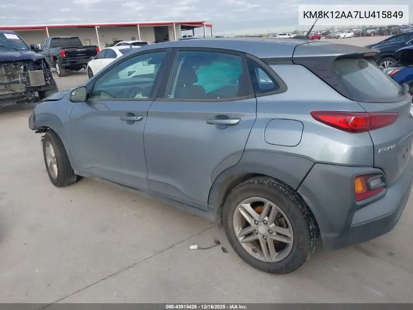 Auction sale of the 2020 Hyundai Kona , vin: KM8K12AA7LU415849, lot number: 43915426