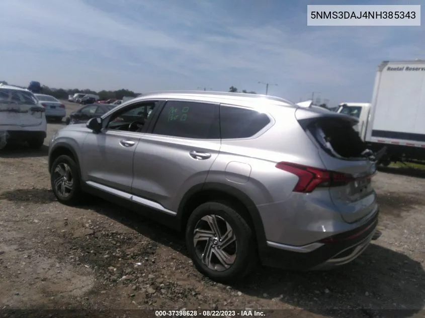 Auction sale of the 2022 Hyundai Santa Fe , vin: 5NMS3DAJ4NH385343, lot number: 37398628