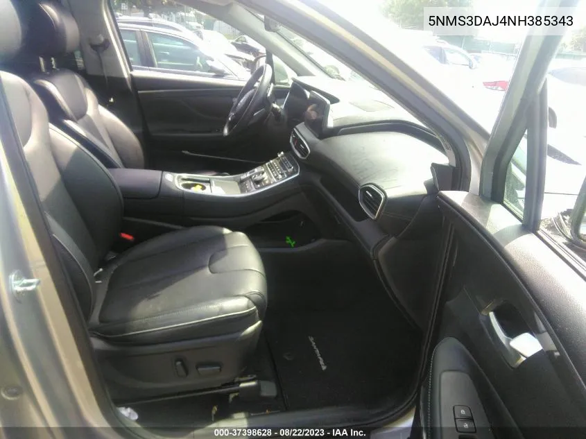 Auction sale of the 2022 Hyundai Santa Fe , vin: 5NMS3DAJ4NH385343, lot number: 37398628