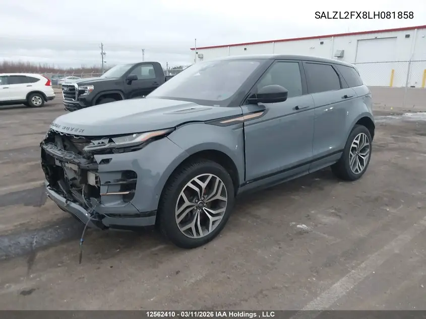 Auction sale of the 2020 Land Rover Range Rover Evoque , vin: SALZL2FX8LH081858, lot number: 12562410