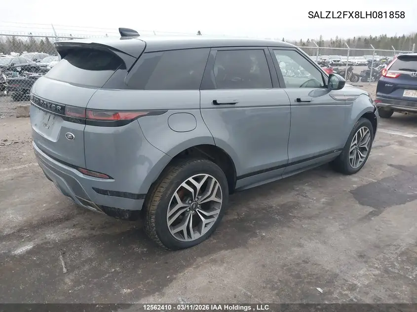 Auction sale of the 2020 Land Rover Range Rover Evoque , vin: SALZL2FX8LH081858, lot number: 12562410
