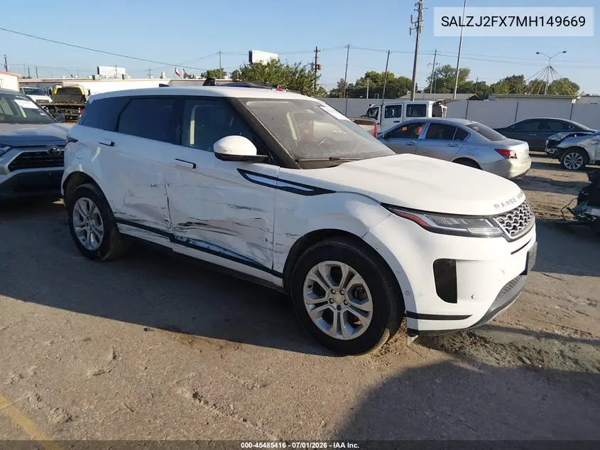 Auction sale of the 2021 Land Rover Range Rover Evoque , vin: SALZJ2FX7MH149669, lot number: 45485416