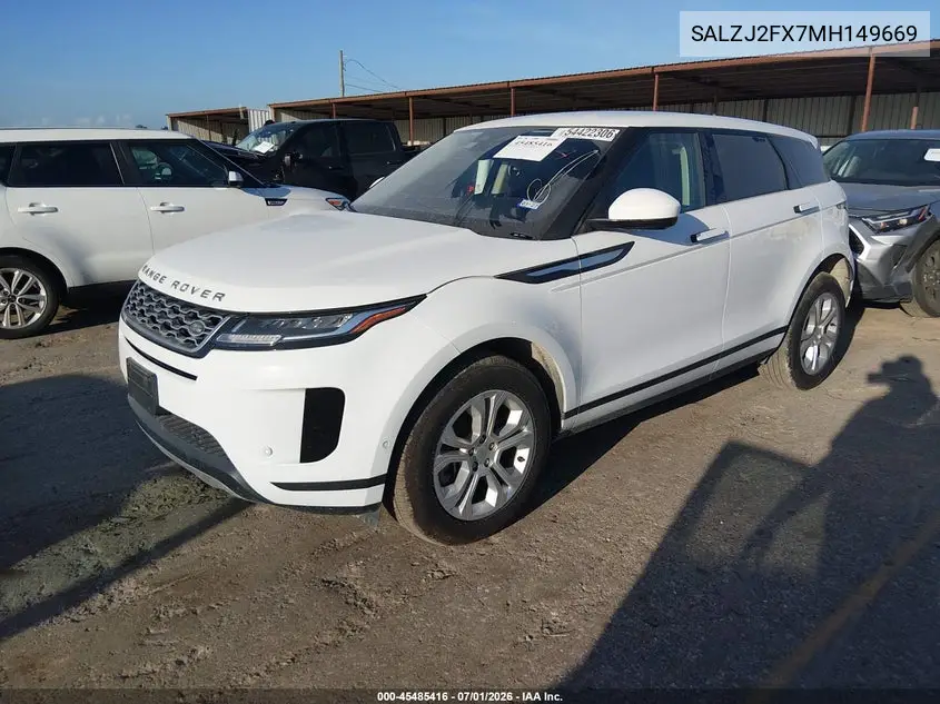 Auction sale of the 2021 Land Rover Range Rover Evoque , vin: SALZJ2FX7MH149669, lot number: 45485416