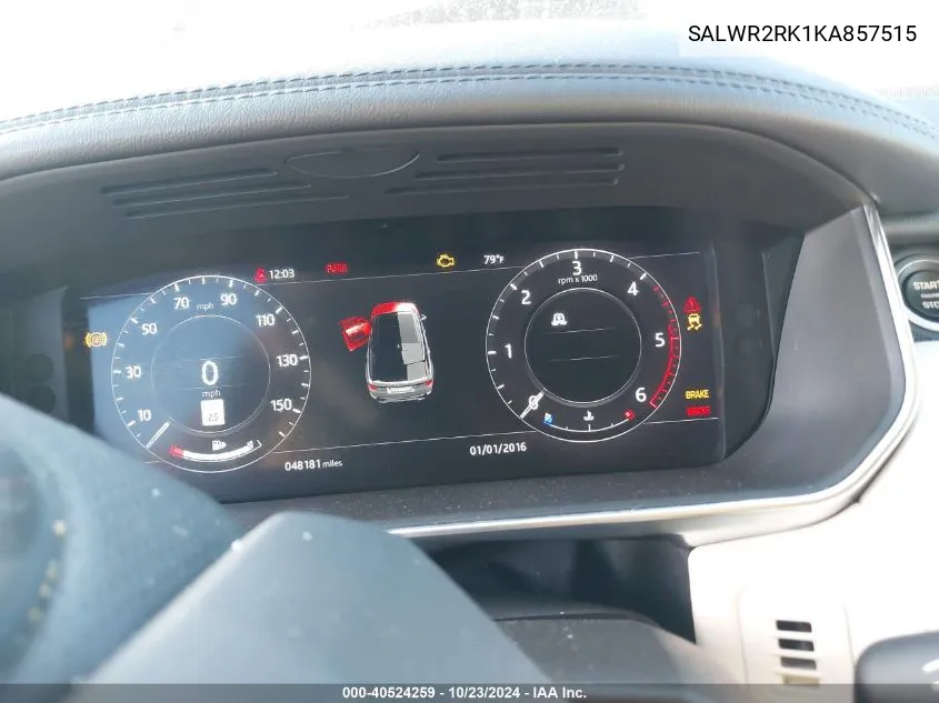 Auction sale of the 2019 Land Rover Range Rover Sport , vin: SALWR2RK1KA857515, lot number: 40524259