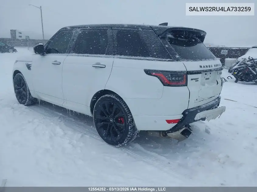 Auction sale of the 2020 Land Rover Range Rover Sport , vin: SALWS2RU4LA733259, lot number: 12554252