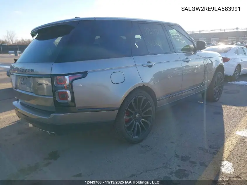 Auction sale of the 2020 Land Rover Range Rover , vin: SALGW2RE9LA583991, lot number: 12449786