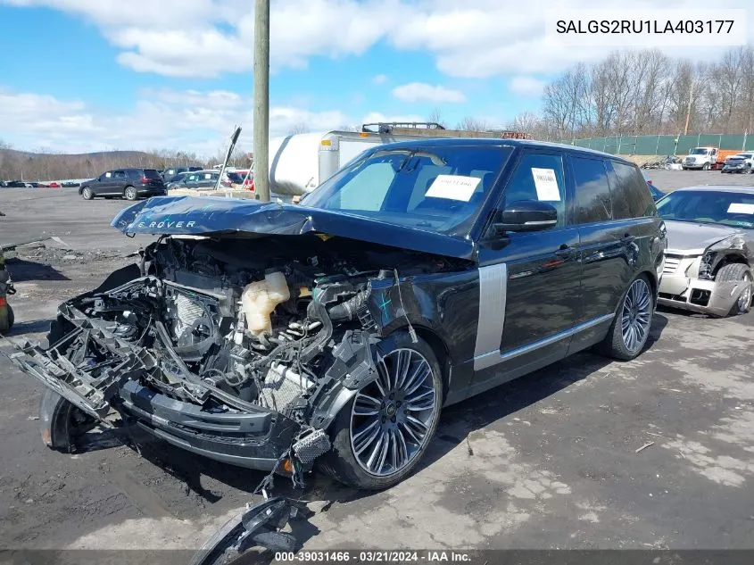 Auction sale of the 2020 Land Rover Range Rover , vin: SALGS2RU1LA403177, lot number: 39031466