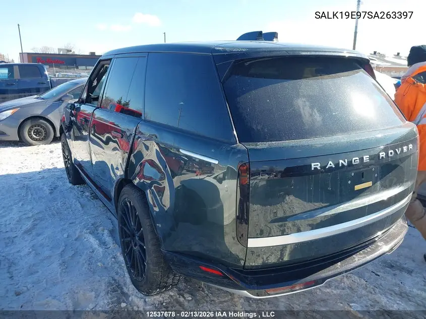 Auction sale of the 2025 Land Rover Range Rover , vin: SALK19E97SA263397, lot number: 12537678