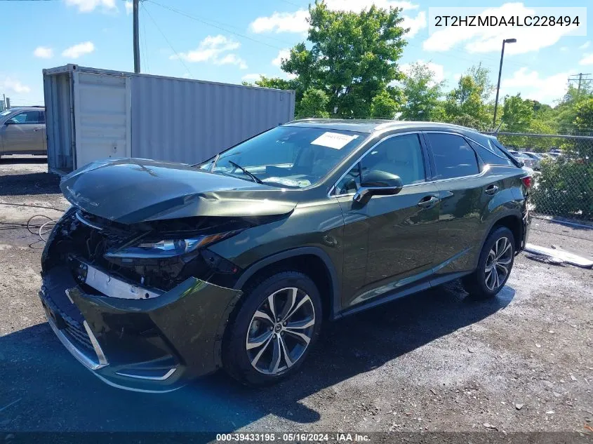 Auction sale of the 2020 Lexus RX , vin: 2T2HZMDA4LC228494, lot number: 39433195