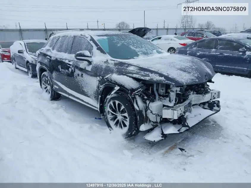 Auction sale of the 2022 Lexus RX , vin: 2T2HGMDA3NC075809, lot number: 12497915
