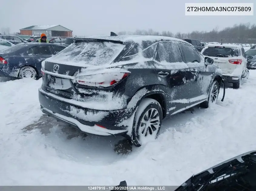 Auction sale of the 2022 Lexus RX , vin: 2T2HGMDA3NC075809, lot number: 12497915