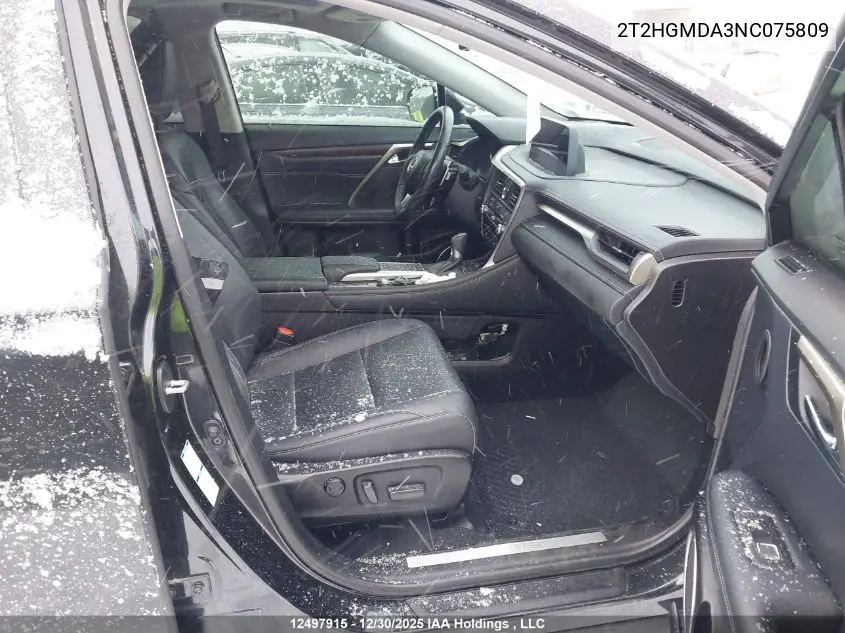Auction sale of the 2022 Lexus RX , vin: 2T2HGMDA3NC075809, lot number: 12497915