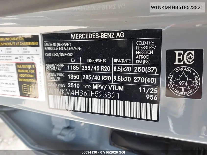 Auction sale of the 2026 Mercedes Benz GLC , vin: W1NKM4HB6TF523821, lot number: 30094130