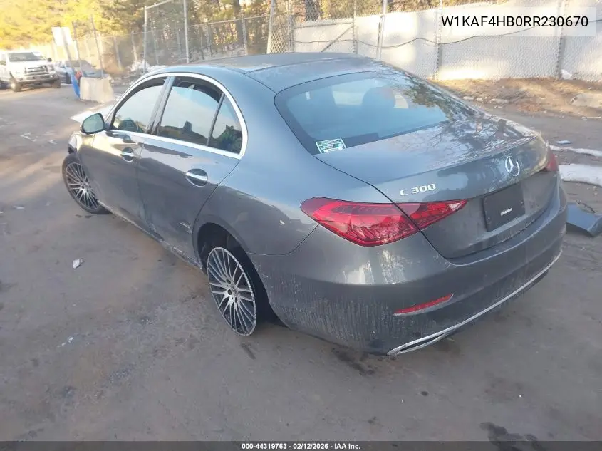 Auction sale of the 2024 Mercedes Benz C klasse , vin: W1KAF4HB0RR230670, lot number: 44319763