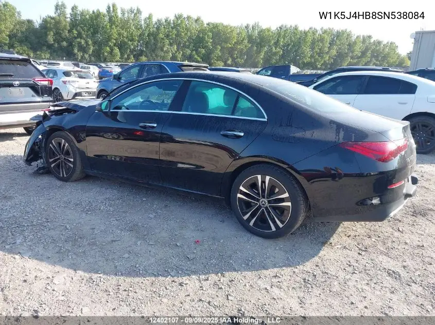 Auction sale of the 2025 Mercedes Benz CLA klasse , vin: W1K5J4HB8SN538084, lot number: 12402107