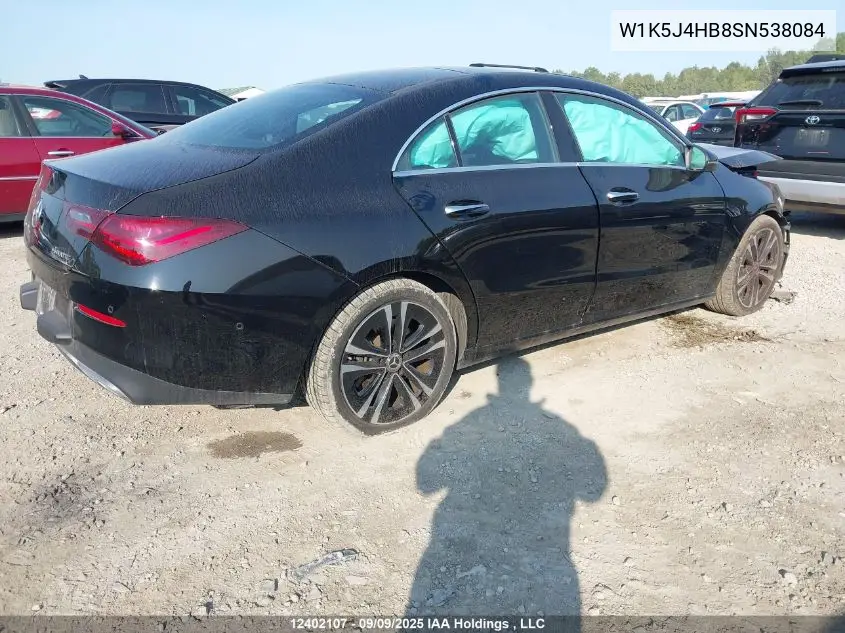 Auction sale of the 2025 Mercedes Benz CLA klasse , vin: W1K5J4HB8SN538084, lot number: 12402107