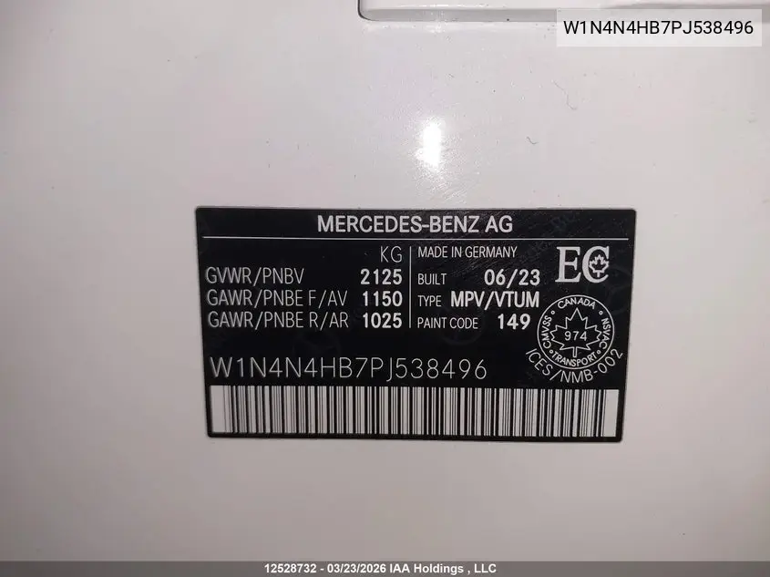 Auction sale of the 2023 Mercedes Benz GLA klasse , vin: W1N4N4HB7PJ538496, lot number: 12528732