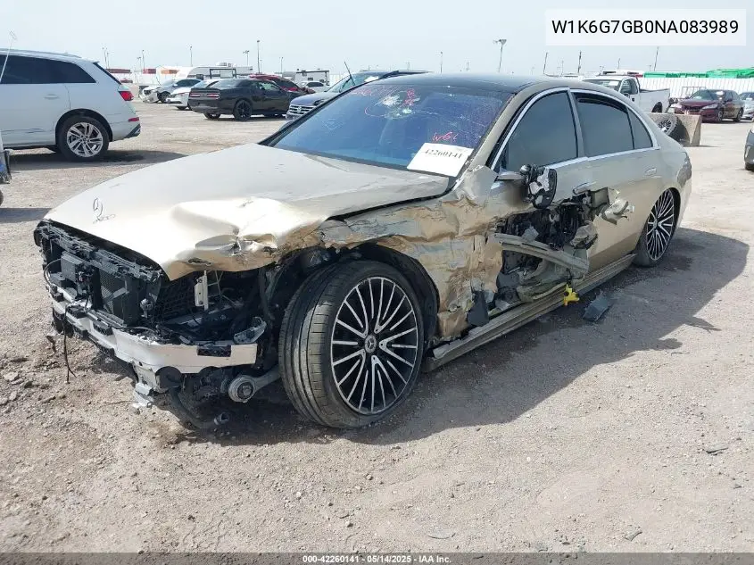 Auction sale of the 2022 Mercedes Benz S klasse , vin: W1K6G7GB0NA083989, lot number: 42260141