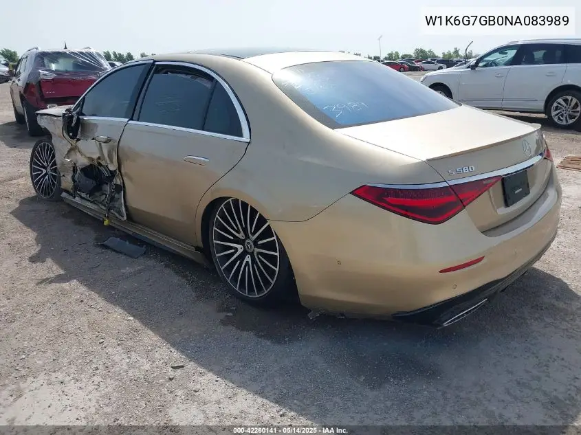 Auction sale of the 2022 Mercedes Benz S klasse , vin: W1K6G7GB0NA083989, lot number: 42260141
