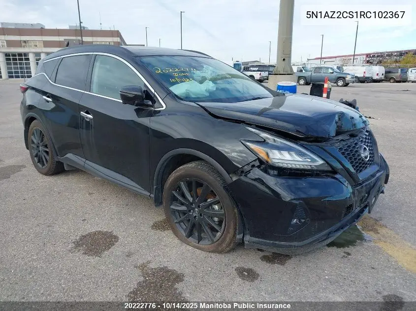 Auction sale of the 2024 Nissan Murano , vin: 5N1AZ2CS1RC102367, lot number: 20222776