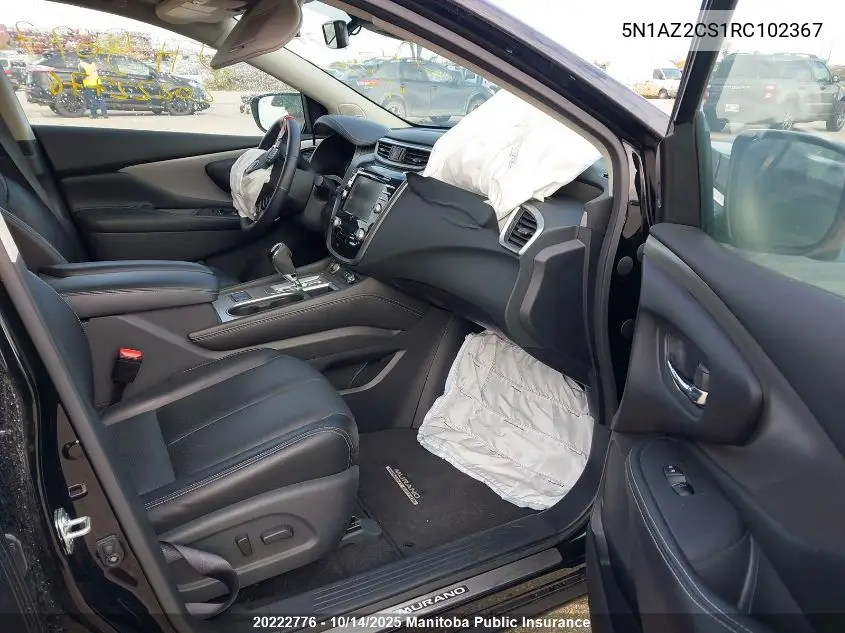 Auction sale of the 2024 Nissan Murano , vin: 5N1AZ2CS1RC102367, lot number: 20222776