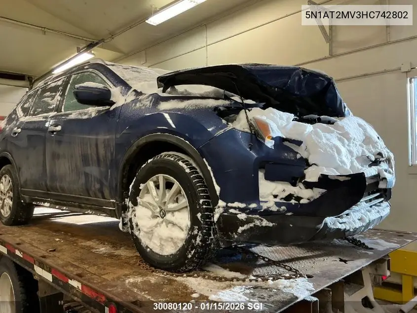 Auction sale of the 2017 Nissan Rogue , vin: 5N1AT2MV3HC742802, lot number: 30080120