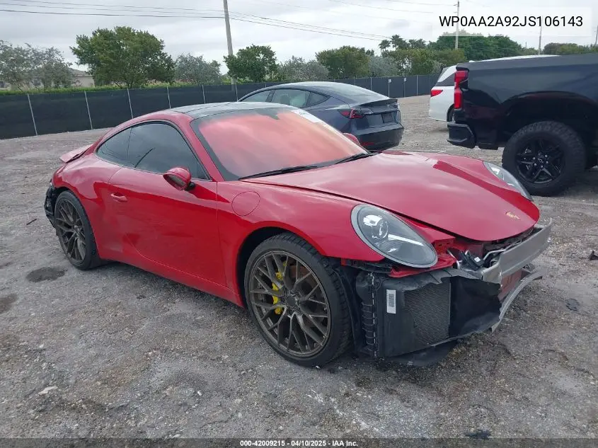 Auction sale of the 2018 Porsche 911 , vin: WP0AA2A92JS106143, lot number: 42009215
