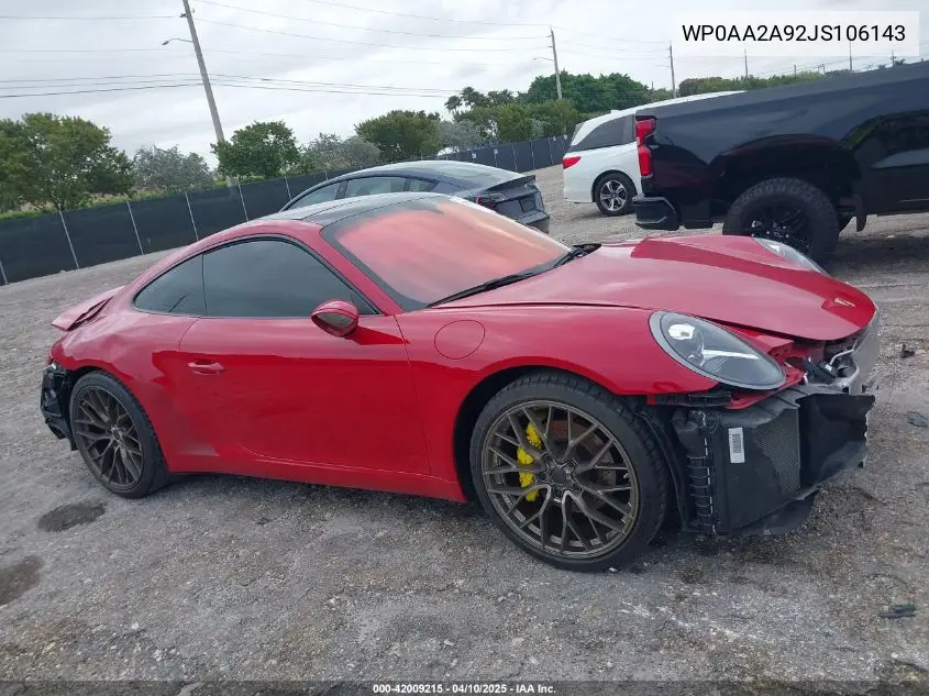 Auction sale of the 2018 Porsche 911 , vin: WP0AA2A92JS106143, lot number: 42009215