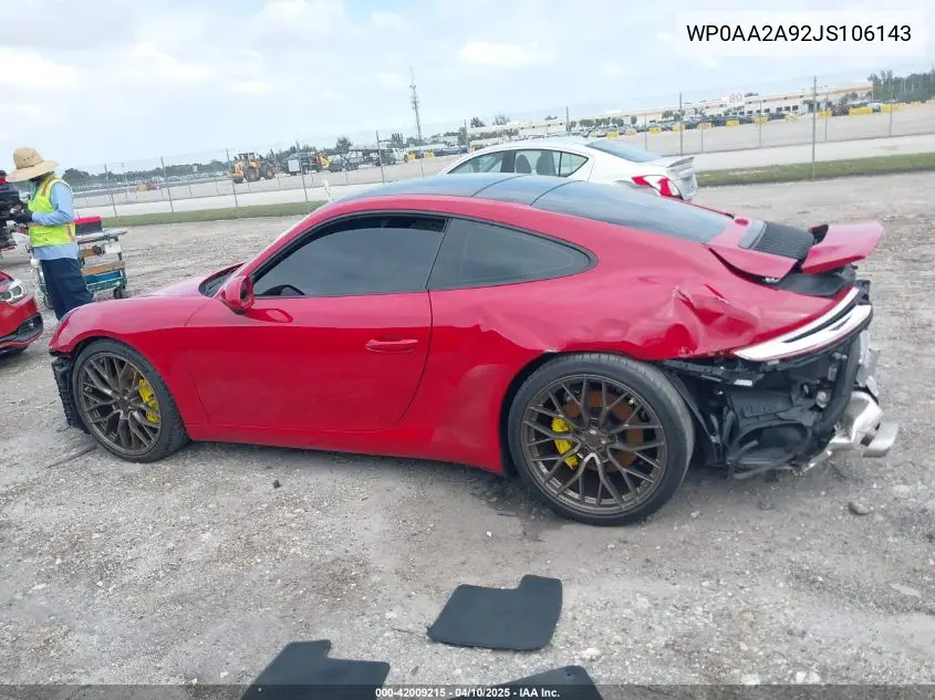Auction sale of the 2018 Porsche 911 , vin: WP0AA2A92JS106143, lot number: 42009215
