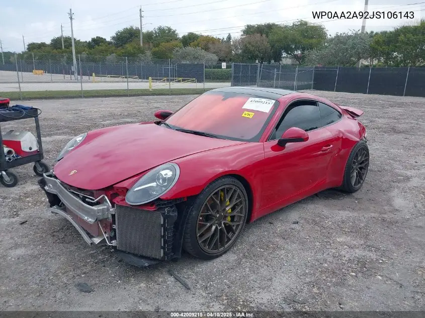 Auction sale of the 2018 Porsche 911 , vin: WP0AA2A92JS106143, lot number: 42009215