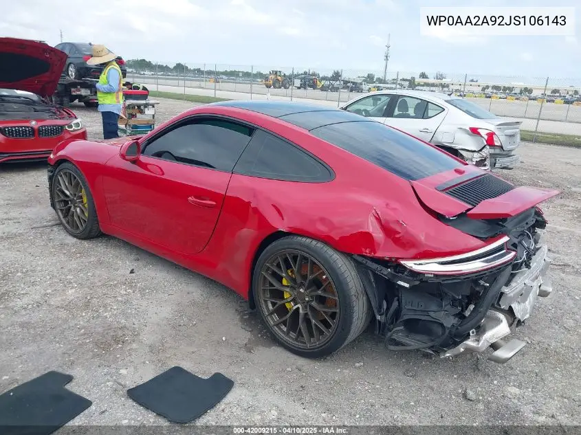 Auction sale of the 2018 Porsche 911 , vin: WP0AA2A92JS106143, lot number: 42009215