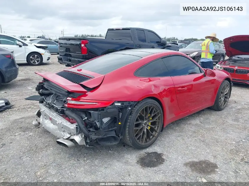 Auction sale of the 2018 Porsche 911 , vin: WP0AA2A92JS106143, lot number: 42009215