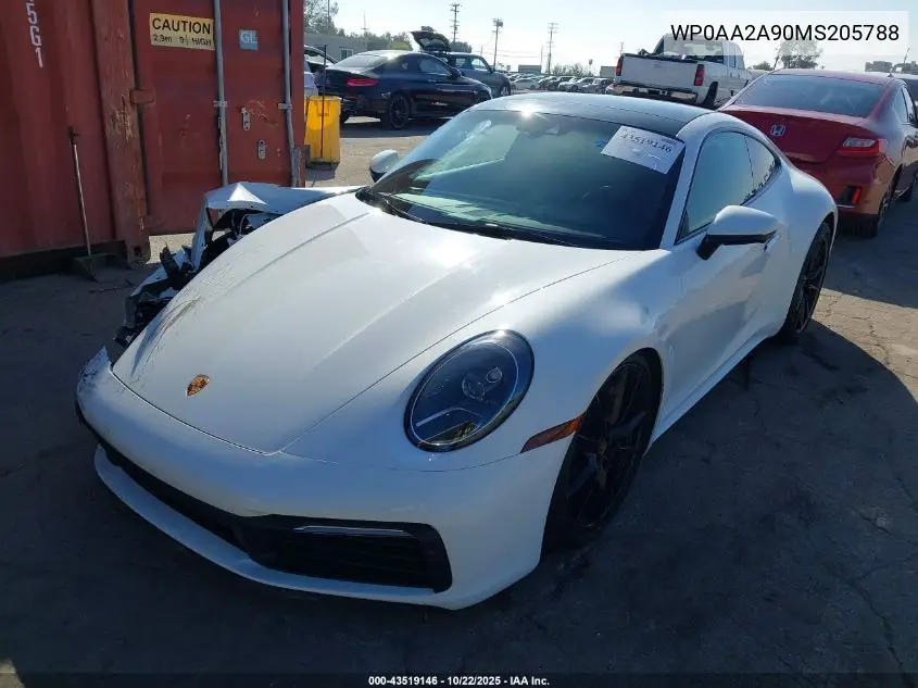 Auction sale of the 2021 Porsche 911 , vin: WP0AA2A90MS205788, lot number: 43519146