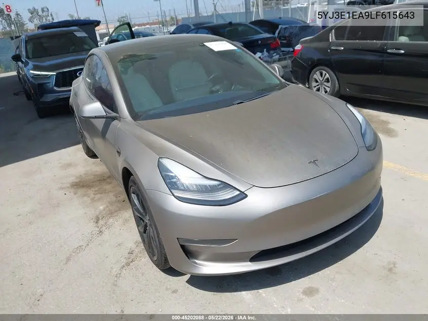 Auction sale of the 2020 Tesla Model 3 , vin: 5YJ3E1EA9LF615643, lot number: 45202088