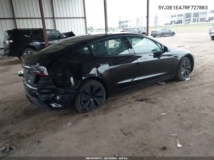 Auction sale of the 2024 Tesla Model 3 , vin: 5YJ3E1EA7RF727883, lot number: 45158173