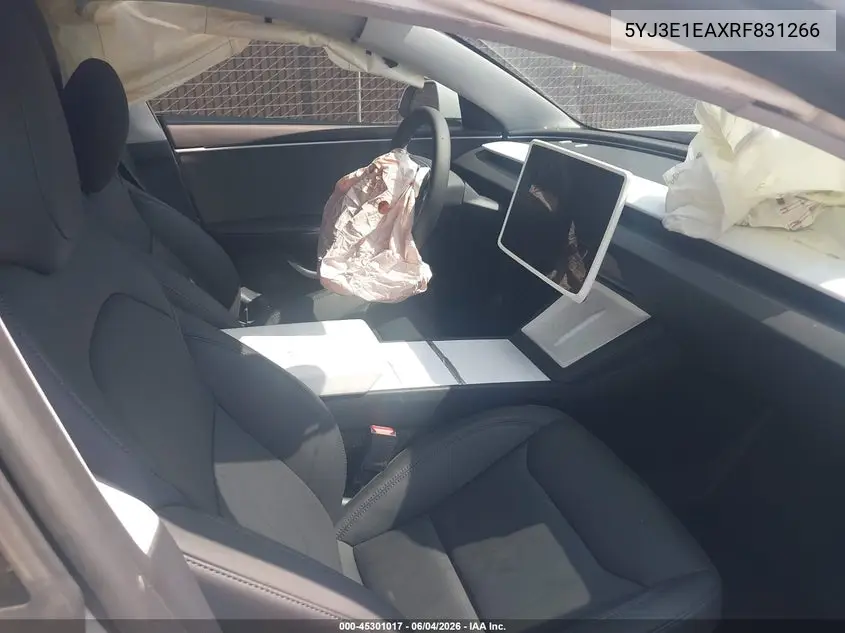 Auction sale of the 2024 Tesla Model 3 , vin: 5YJ3E1EAXRF831266, lot number: 45301017
