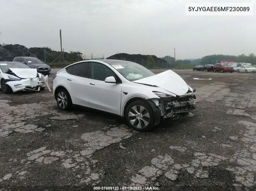 Auction sale of the 2021 Tesla Model Y , vin: 5YJYGAEE6MF230089, lot number: 37089123