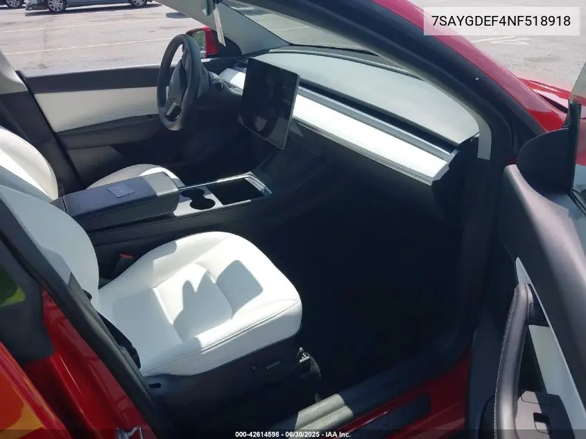 Auction sale of the 2022 Tesla Model Y , vin: 7SAYGDEF4NF518918, lot number: 42614598