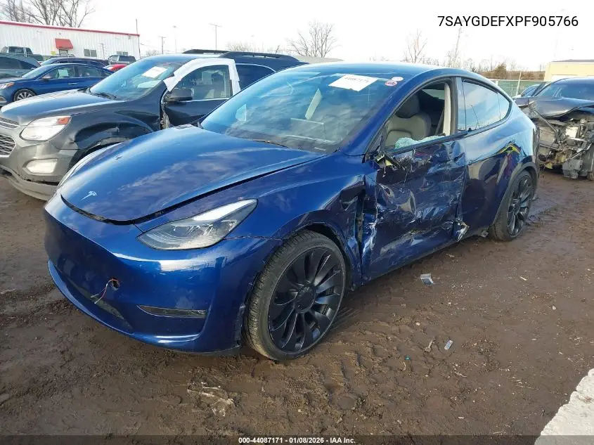 Auction sale of the 2023 Tesla Model Y , vin: 7SAYGDEFXPF905766, lot number: 44087171