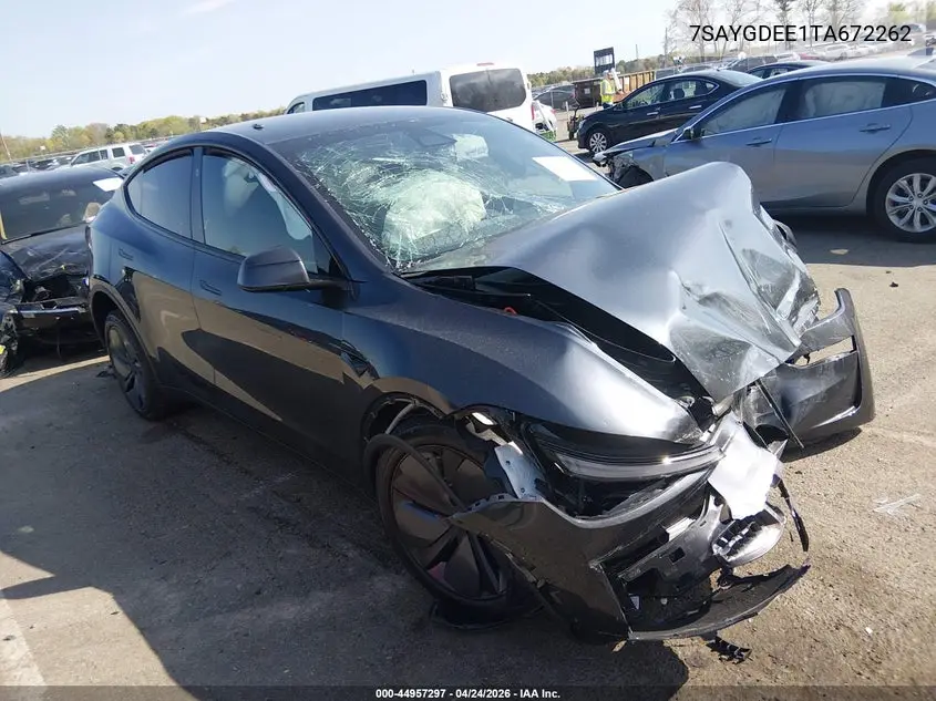 Auction sale of the 2026 Tesla Model Y , vin: 7SAYGDEE1TA672262, lot number: 44957297