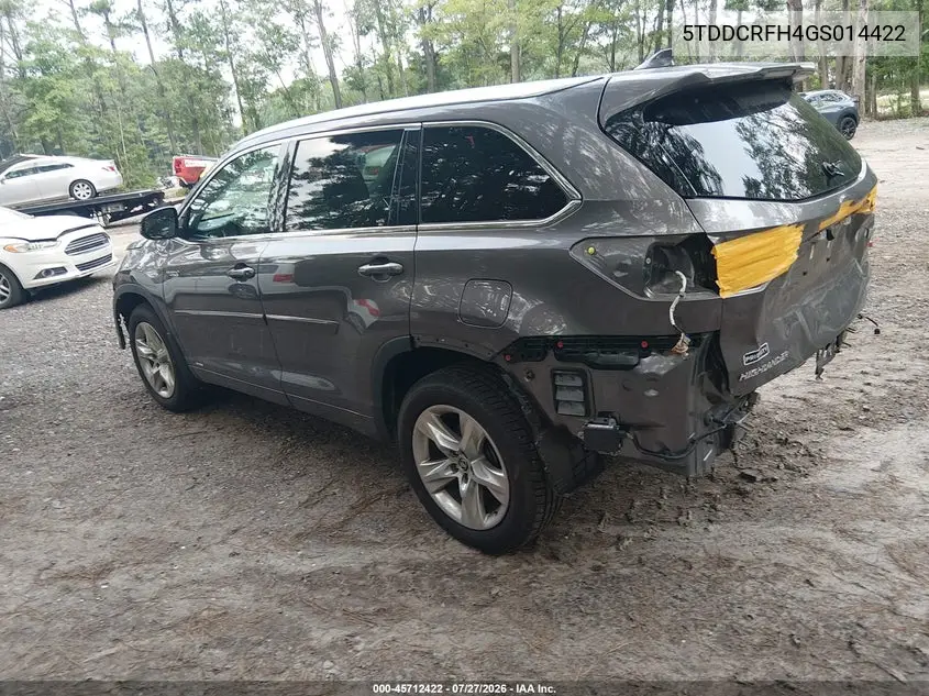 Auction sale of the 2016 Toyota Highlander , vin: 5TDDCRFH4GS014422, lot number: 45712422
