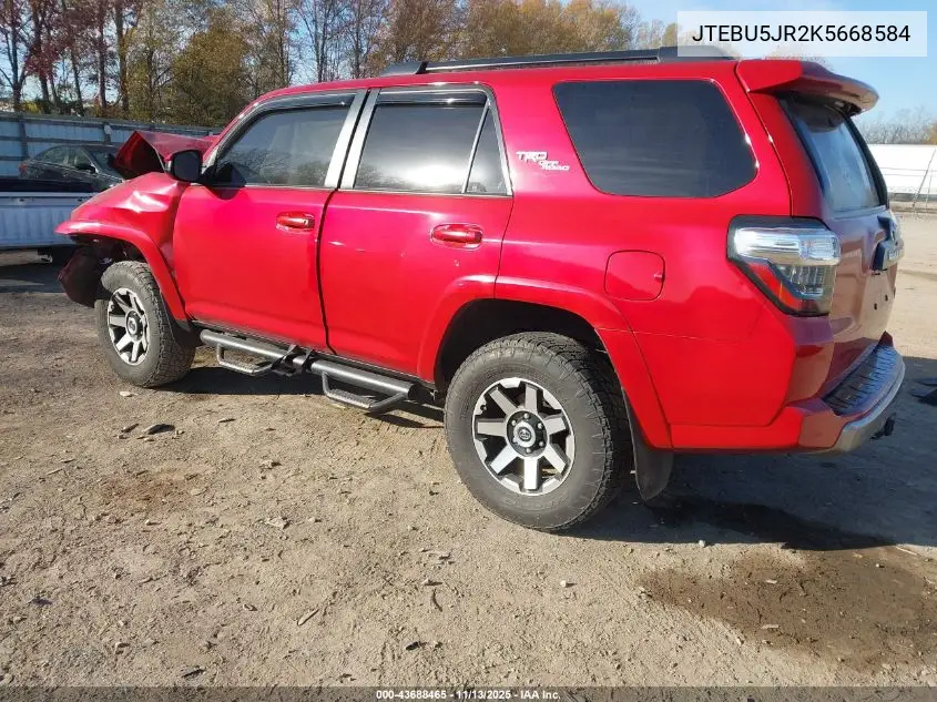 Auction sale of the 2019 Toyota 4Runner , vin: JTEBU5JR2K5668584, lot number: 43688465
